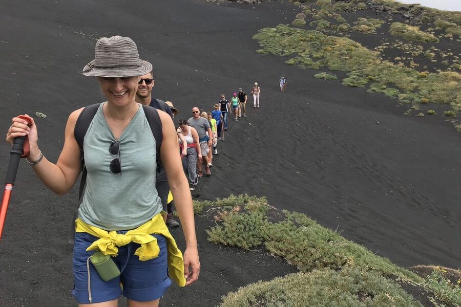 Catania: Mount Etna Adventurous Hiking Tour with Equipment - Volcanic sand channels and the descent workout