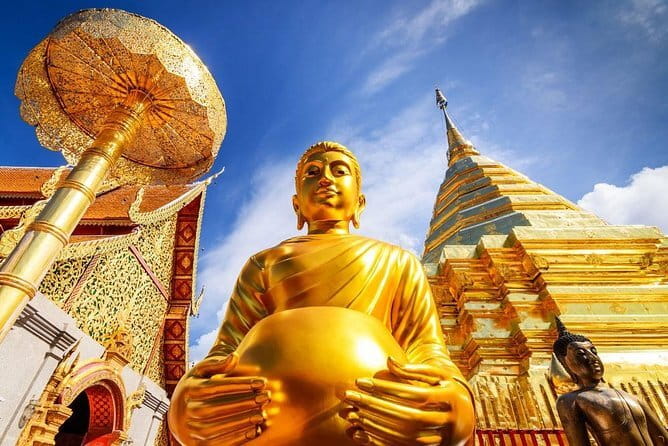 Chiang Mai Doi Suthep Temple and Wat Pha Lat Hike - Doi Suthep at the top: dragon staircase, gold chedi, and sacred details