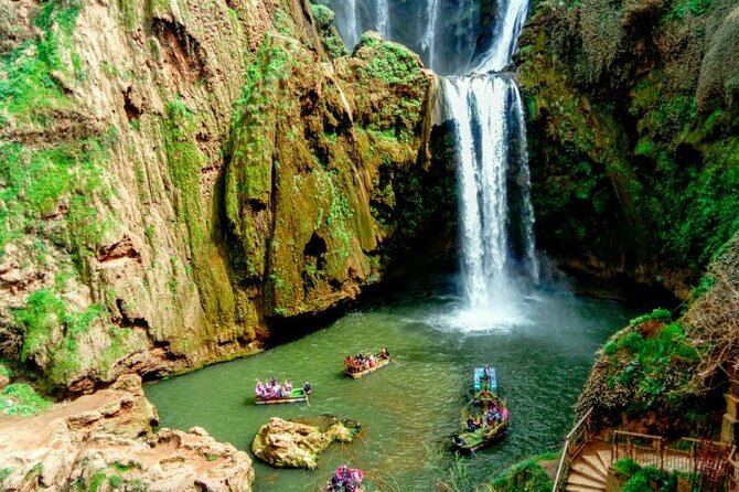 Explore Ouzoud waterfalls Marrakech Guided Hike & Boat Experience - Getting close: the boat ride at the base