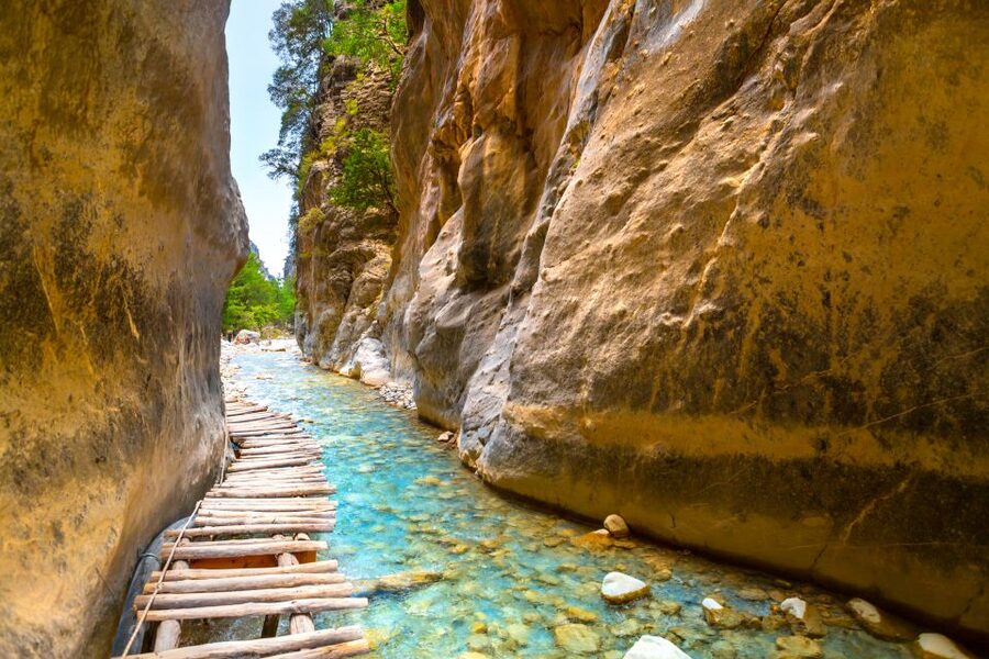 From Chania/Rethymno: Samariá Gorge Guided Hike with Pickup - Entering the gorge: wooden staircase, first steep steps, then your pace