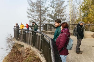 From Seattle: Visit Snoqualmie Falls and Hike to Twin Falls - Snoqualmie Falls viewpoints: stairs, scale, and Twin Peaks context