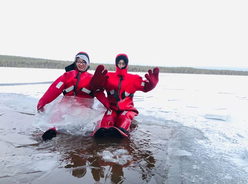 Lapland: Ice Fishing, Floating & BBQ Snow Adventure - From arctic forest to frozen lake in one smooth 6.5-hour loop