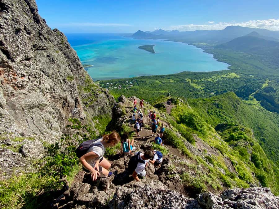Mauritius: Le Morne Mountain UNESCO Eco Hike - The start of the climb: warm-up path and two big viewpoints