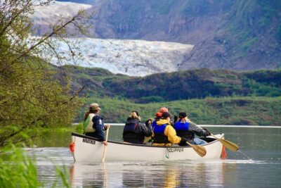 Mendenhall Glacier Canoe Paddle and Hike Juneau - Canoe on Mendenhall Lake: instruction, wildlife, and real effort