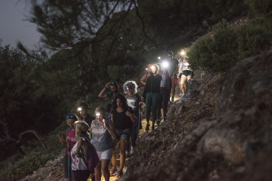 Rhodes: Profitis Ilias Guided Sunset Hike - The snack break and sunset: where the whole hike pays off