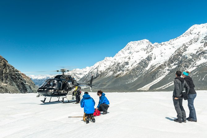 The Adventurer: Tasman Glacier Heli-hike - Stop 1: glacier guiding on the Tasman at about 1,300 metres